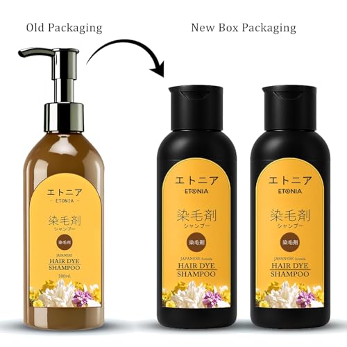 Image of Japanese Hair Dye Shampoo - Long Lasting Natural Hair Dye Shampoo for Man & Women, Premium Japanese Natural for Women Black | Home Solution (100+100) 200ml (pack 1)