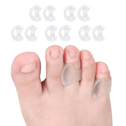 DYKOOK Pinky Toe Separator, Gel Toe Spacers Straightener, Hammer Toe Corrector for Feet Women and Man 10 Pcs/lot, Pinky Toe Spreaders for Overlapping Toes