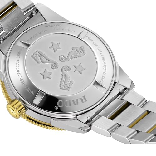 Rado Captain Cook Automatic Green Dial, Date Display, Super Luminova Indexes and Yellow Gold and Silver Bracelet4