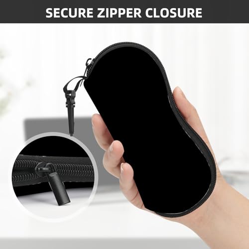 Image of Sunglasses Soft Case, Cute Ultra Light Portable Neoprene Zipper Eyeglass Glasses Case with Belt Clip for Men Women