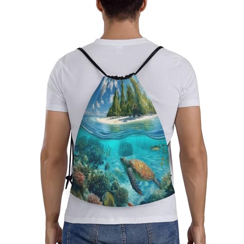 Drawstring Bag, A Beautiful Sea Design Durable Water Resistant For Sport,Travel - Lightweight Sackpack2