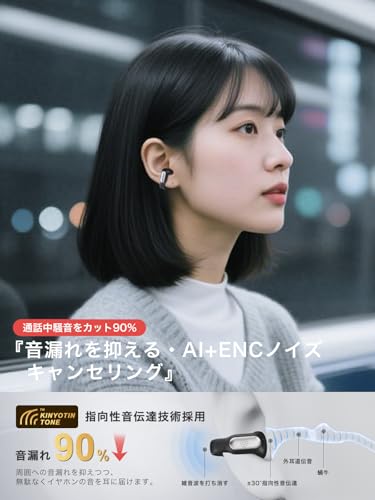 undefined 【音質至上主義第二弾!イヤーカフ型の新次元】 Earaku (イアラク) AirCuff F306 イヤーカフイヤホン ワイヤレスイヤホン オープンイヤー イヤーカフ型 超軽量 耳を塞がない 耳挟み式イヤホン 音漏れ無し DSP機能 独自Incusアルゴリズム オープンイヤーヘッドホン 業界トップ音質 36時間再生 Bluetooth5.4/マルチポイント接続 (ブラック) の商品画像 4