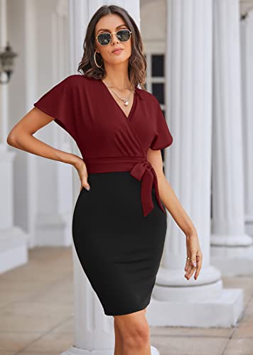 GRACE KARIN Women's Business Pencil Dress Short Sleeve Wedding Guest Office Work Dresses Cocktail Party2