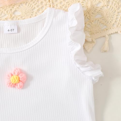 Image of Ayzozuy Kid Girl Clothes Shorts Set 2 Piece Outfits Summer Casual Short Sleeve Top and Shorts Set for Girls 4-7