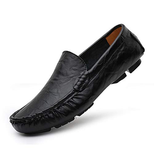 Men's Premium Genuine Leather Casual Slip on Loafers Breathable Driving Shoes Fashion Slipper(Black,10 M US)3