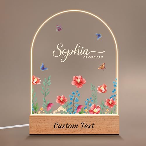 Lámpara de noche personalizada para bebé acrílica