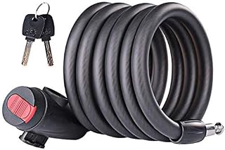 Bicycle lock Bike Cable Lock Coiled Secure Keys Inner Core 4.5MM Thick and Tough Steel Cable Portable Mountain Bike Wire Lock with Mounting Bracket for Bicycle Outdoors