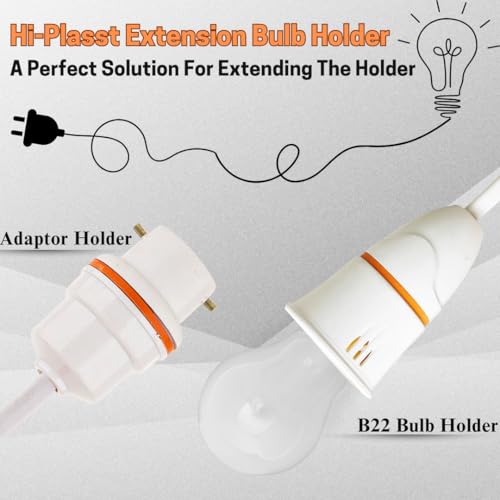 Image of Hi-Plasst Bulb Holder and Adaptor with 10 mtr 2-Core Flat Wire - B22 Socket & Plug for DIY, Experiments, Parties, Festive Decorations (Diwali, Christmas, Wedding, Home Lighting) inch