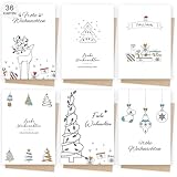 AmzLinkal Weihnachtskarten mit Umschlag set 36, weihnachten karten, weihnachtskarten aquarell, Neujahrskarten 2025 für Familie, Freunde, Kollegen & Geschäftskunden