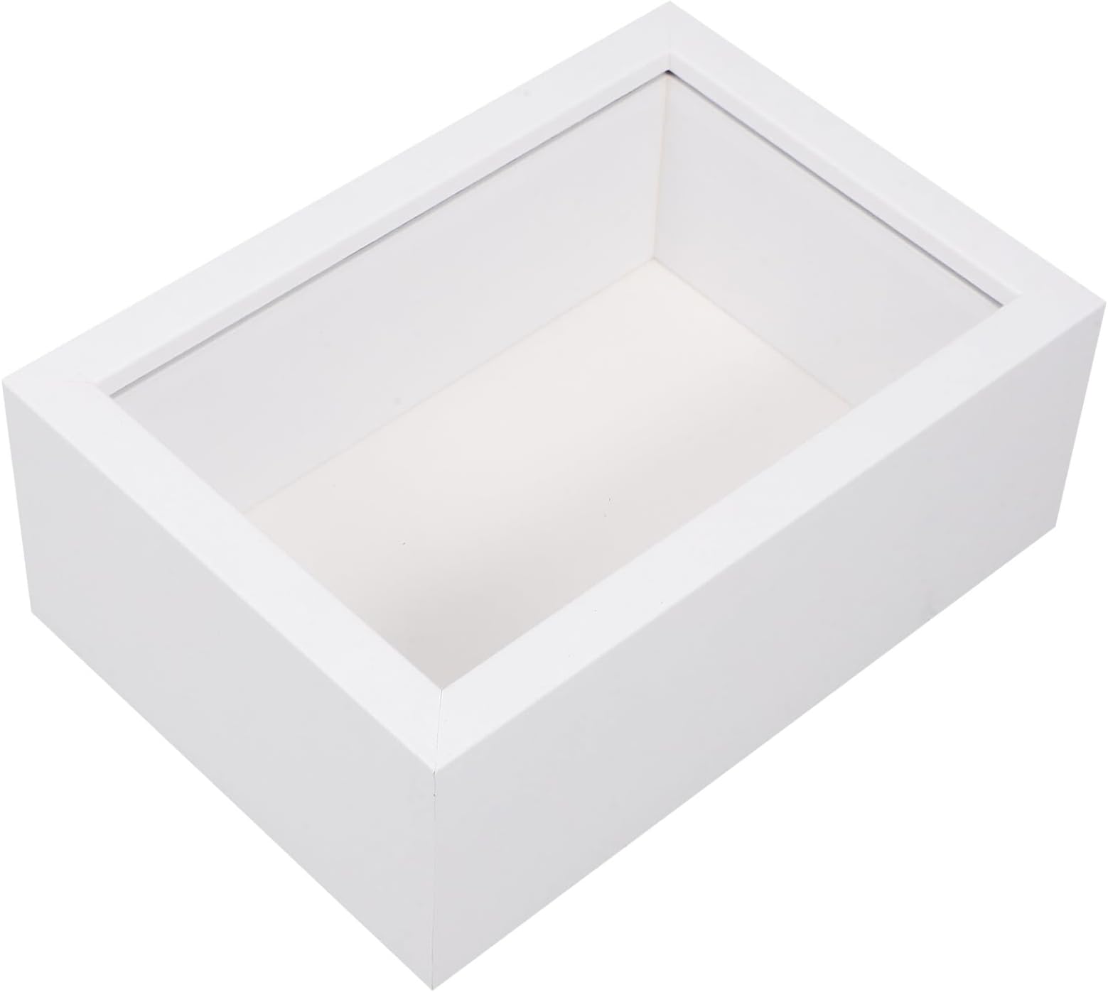 White Wooden Specimen Display Frame Box with Glass Window, 6-inch 3d Shadow Box for Insect Collection, Rustic Memory Keepsake Display Suitable for Tabletop and Wall Hanging