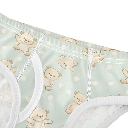 Bear White Flower Boys' Underwear 100% Cotton Boys' Briefs Soft Toddler Underwear4