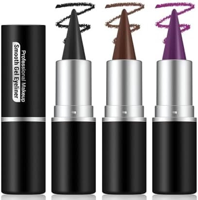 Amazon.com : Noerrors 3pcs Black Brown Plum Matte Gel Eyeliner Pencil ...