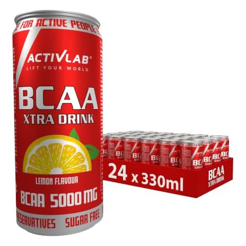Activlab BCAA Xtra Drink, 24x330ml, RTD, 5000mg of Amino acids Energy, Sugar-Free, Regeneration and Endurance, Nutrition Lemon Flavor, BCAA Amino acids 2:1:1 Ready to Drink,Caffeine Free, Sport Drink Cover