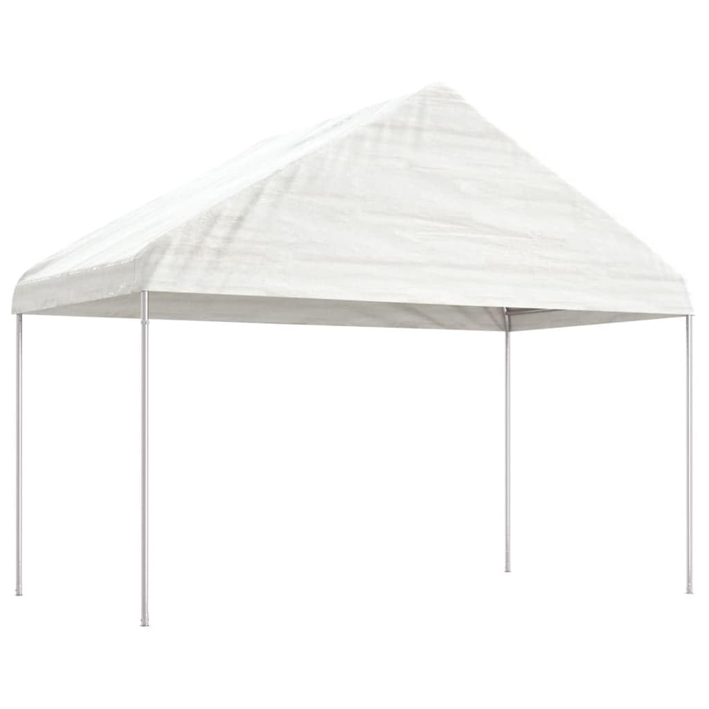 Gazebo da Giardino con Tetto Bianco in PE 4,46x4,08x3,22 m | Ampio tendone da esterno per giardino e cortile, con robusta struttura in acciaio e tetto parasole.