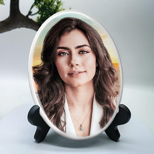 Image of Personalized Porcelain Photo Memorial Garden Stones, Headstones for Graves, Waterproof Outdoor Picture, Photo Plaques for Cemetery, Custom Cameo Insert, Ceramic Picture for Gravestones Grave Markers