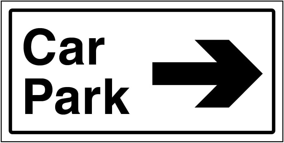 V Safety Car Park Arrow Right Sign - 300 x 150 mm - 1 mm Rigid Plastic Safety Sign
