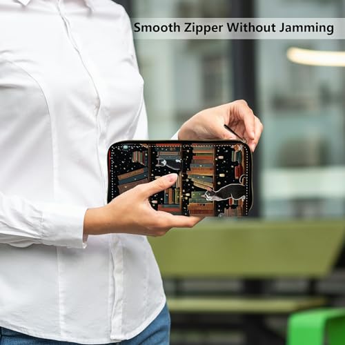 Women's Clutch Purse with Wrist Strap, Slim PU Leather Cell Phone Wallet Large Capacity4