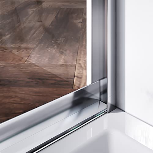 Elegant Showers 46.5 In. To 48 In. W X 72 In. H, Semi-Frameless 2 Bypass Sliding Shower Door Enclosure, 1/4 In. Clear Glass, Chrome Finish #TOP6