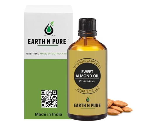Image of Earth N Pure Sweet Almond Oil (Badam Oil) Cold Pressed, Therapeutic Grade for Body, Skin, Hair 50 ml