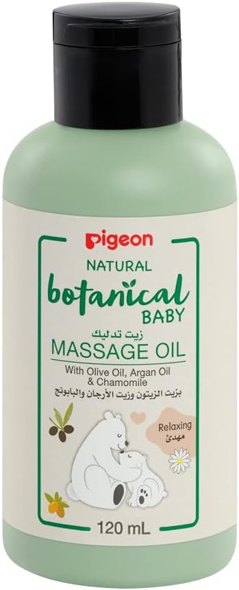 Natural, Botanical Baby Massage Oil With Olive Oil, Argan Oil, & Chamomile, 120 ml