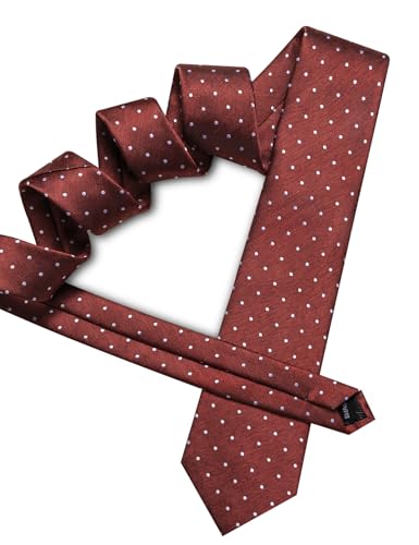Image of Barry.Wang Ties for Men Silk Tie Sets Polka Dot Woven Necktie Pocket Square Cufflinks Business Wedding