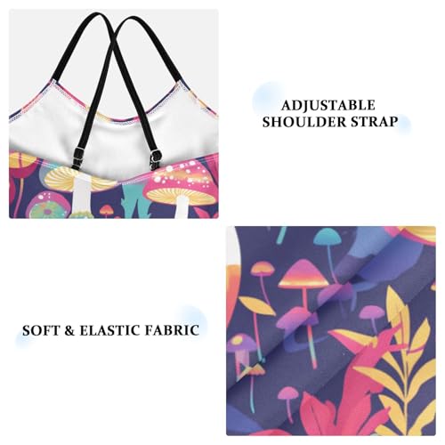 KLL Trippy Mushrooms Rainbow Toddler Girls 1 Piece Swimsuit Summer Swimwear with Adjustable Straps Cute3