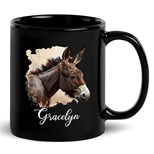 Personalized Choose Name Mule Coffee Mugs Cups Gifts For Men Women, Customized Donkey And Horse Black Ceramic Mug Gifts For Mule Lovers, Mules Travel Mug, Mule Coffee Cup Present, Mule Animal Tea Cup
