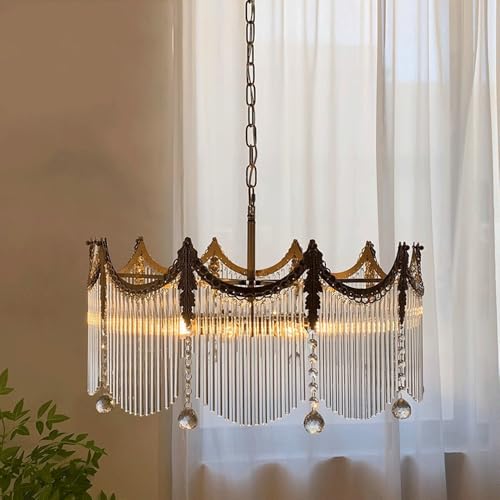 8 Lights Crystal Chandelier, 23.6'' French Luxury Vintage Ball Chandeliers,