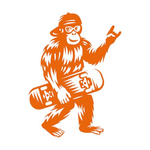 Wandbild- und Wandaufkleber aus Vinyl Skateboard Monkey Extremsportarten 68x91.6cm Mit Transferfolien-Set Orange