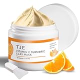 TJE Turmeric Face Mask with Vitamin C, Turmeric Vitamin C Clay Mask for Dark Spots, Dull Skin, Cleansing Pores & Blackheads, Moisturizing & Improve Uneven Skin Tone
