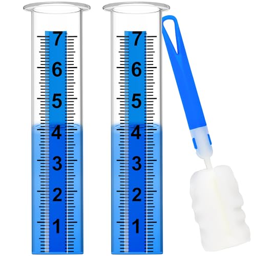 Timenued Rain Gauge Outdoor Rain Gauge Replacement Tube 7 Capacity Plastic Rain Gauges Outdoors Large Guage for Yard Garden Fence Lawn Farm 2 Pcs Tubes with 1 Clean Brush