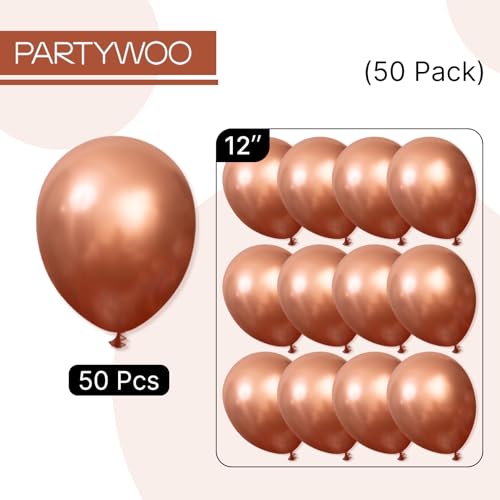 Image of PartyWoo Copper Chrome Balloons 50pcs Metallic Brown Bronze Color 12 Inch