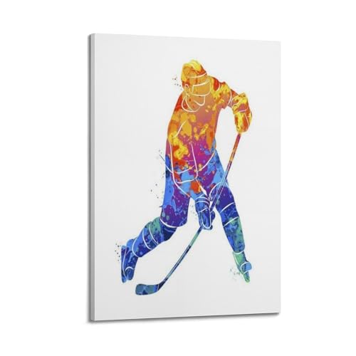 Impression sur toile joueur hockey cadeau idéal pour fan de sport avec cadre inclus