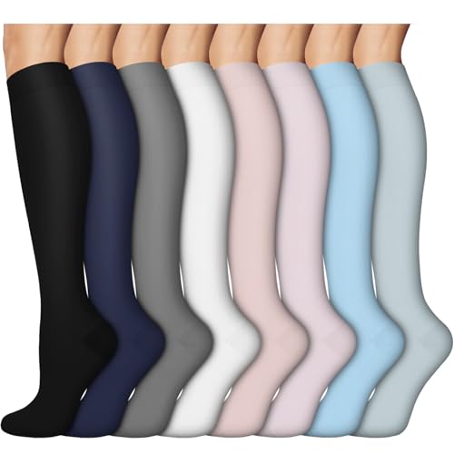 Image of 8 Pairs Compression Socks for Women & Men,Support Compression Stockings for Medical Running Athletic