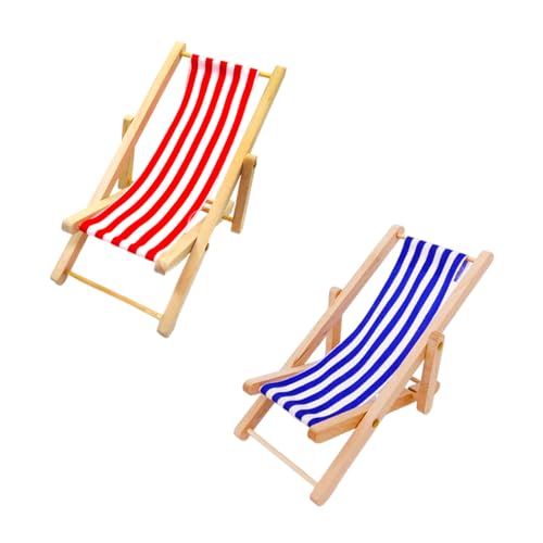Lot de 2 mini chaises longues décoratives - Décoration miniature - Mobilier de jardin miniature -...