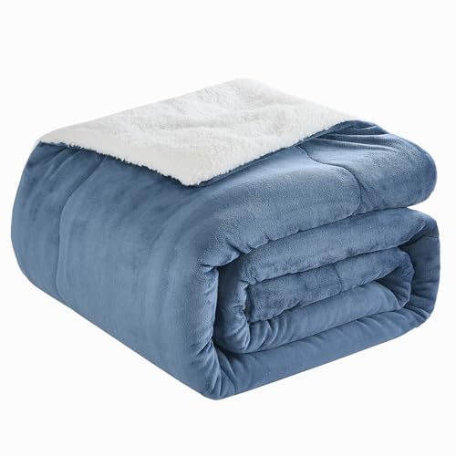 CHOSHOME Sherpa Fleece Blanket- Thick Warm Blanket for Winter, Soft Fuzzy Plush Blanket for Bed, Couch, Travel (Navy Blue, Oversized King 96" x 120")