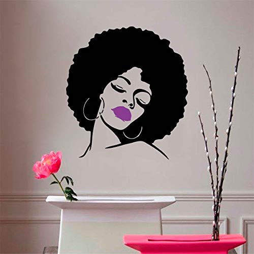 Melissalove Fashion Black Lady Wall Stickers Vinyl Wall Decal Large Wall Sticker Hot Sexy Hair Spa Salon Diy Self-Adhesive Wallpaper Sa214 (Purple Lips) #TOP4