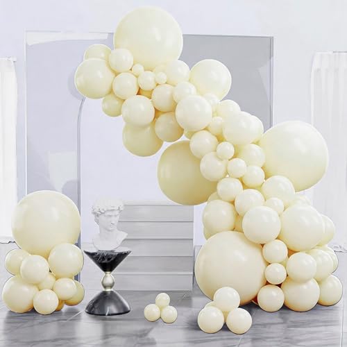 Image of PartyWoo Pastel Yellow Balloons 140pcs Different Sizes of 18 12 10 5 Inch Small Mini Light Pale Yellow Balloon Arch Kit Garland for Baby Shower Easter Birthday Party Decorations Yellow-Q07