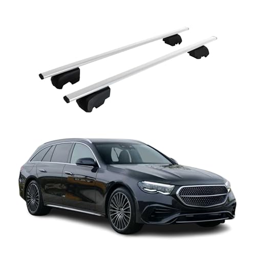 Dachträger Grundtäger kompatibel mit Mercedes E Klasse S213 T-Modell 2016-2023 Metall 75kg Silber 2tlg Geschlossene Reling für Fahrradträger, Dachboxen, Skiträger Abschließbar Dachträger Grundtäger kompatibel mit Mercedes E Klasse S213 T-Modell 2016-2023 Metall 75kg Silber 2tlg Geschlossene Reling für Fahrradträger, Dachboxen, Skiträger Abschließbar