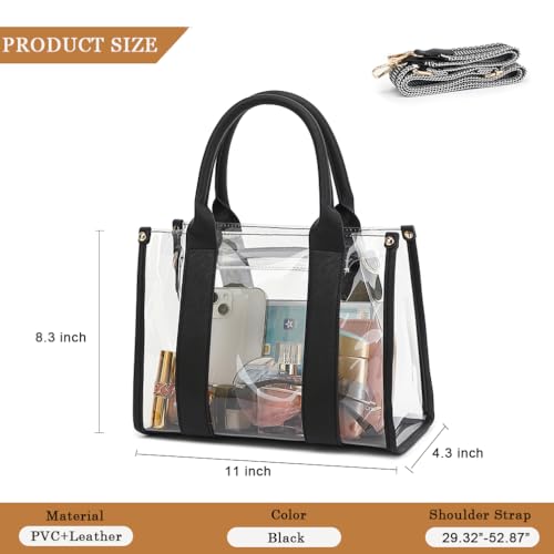 Image of LOXOMU Clear Tote Bag Stadium Approved Crossbody Clear Bag for Stadium Events Plastic Purse Handbag for Women