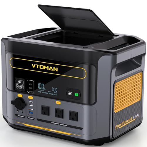 Image of VTOMAN FlashSpeed 1000 Portable Power Station, 828Wh LiFePO4,1000W output | Expandable to 2376Wh, 1H fast charge (0-80%), 2000W peak output, solar generator, home backup, camping, power outages