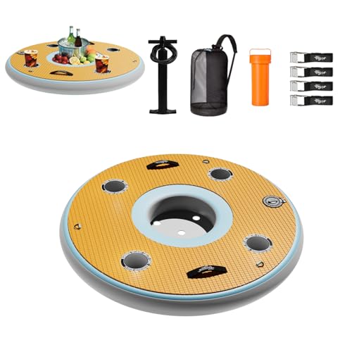 4 FT Inflatable Floating Bar, Paddle Board Material, 4 Drink Holders, 2-in-1 Design in Cooler Holder, Holds up to 300LB, Fun Swimming Pool Accessories for Adults, Used for Party, Beach?Sea and Lake