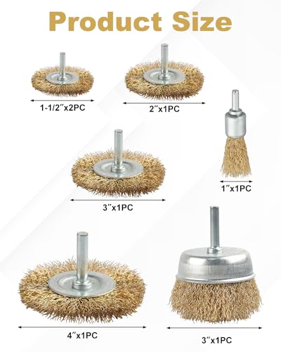 Wenhuali WENHUALI-145 Wire Wheel Cup Brush Set, 7 Pcs Abrasive Brass Coated Wire Wheel Brushes thumb #1