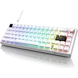 YOUSUOMASTER ゲーミングキーボード メカニカル キーボード ゲーム USB 有線 赤軸 リニアスイッチ ガスケット構造 全キーロールオーバー RGBバックライト テンキーレス 着脱式ケーブル 小型 US配列 ボリュームローラー付き Windows/Mac OS対応 (白)