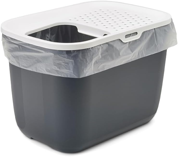 Savic Hop in Litter Box - Anthracite/White