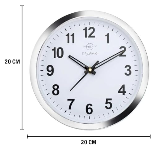 Image of Sehaz Artworks Wall Clock for Living Room Stylish | Clock for Home | Wall Clock for Hall | Wall Watch for Living Room - Silver 20x20 cm