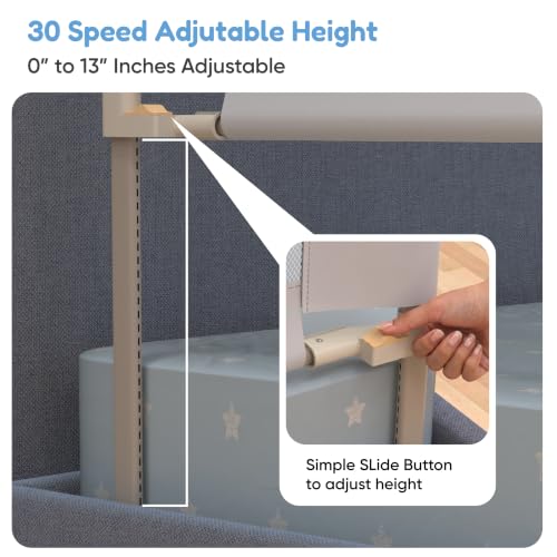 Image of Cherilo Baby Bed Protector Side Walls | (6.5ft / 200cm), 1 Side | Foldable & Height Adjustable Bed Railing for Baby Safety | Breathable Mesh, Kids-Friendly Prints | Grey (Pack of 1)