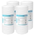 Membrane Solutions 10 Micron 10"x4.5" String Wound Whole House Water Filter Replacement Cartridge Universal Sediment Filters for Well Water - 4 Pack