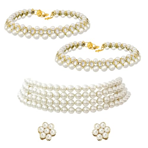 Image of Peora Traditional Maharani Haar Necklace with Earrings Bridal Jewellery Set Gift for Women