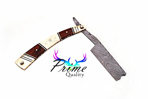 Hm Trading Custom Handmade Damascus Steel Straight Razor Special Handle And Leather Sheath #TOP1